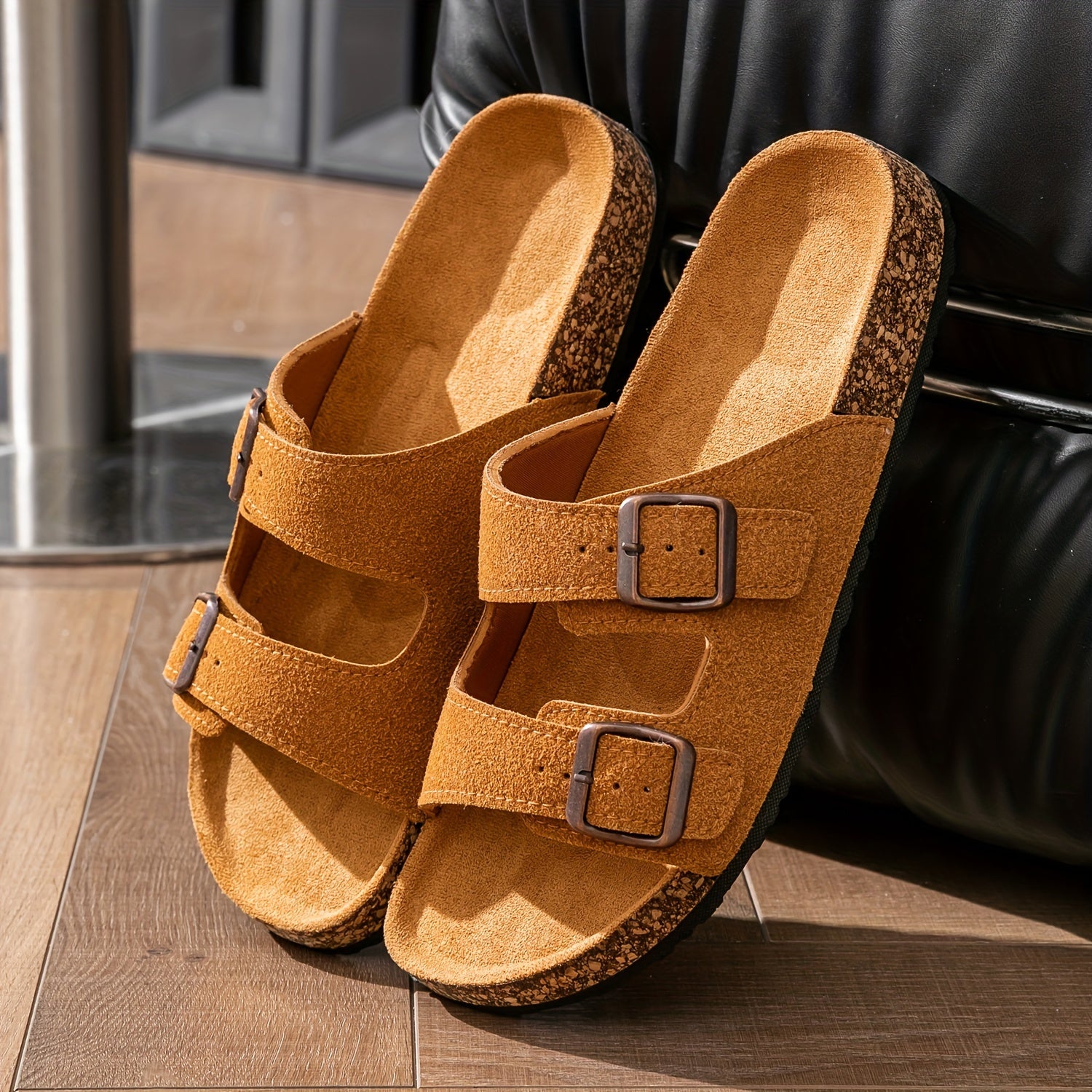 Men and Women Summer Slide Sandals with Thick Sole Green Yellow PU TPR Casual