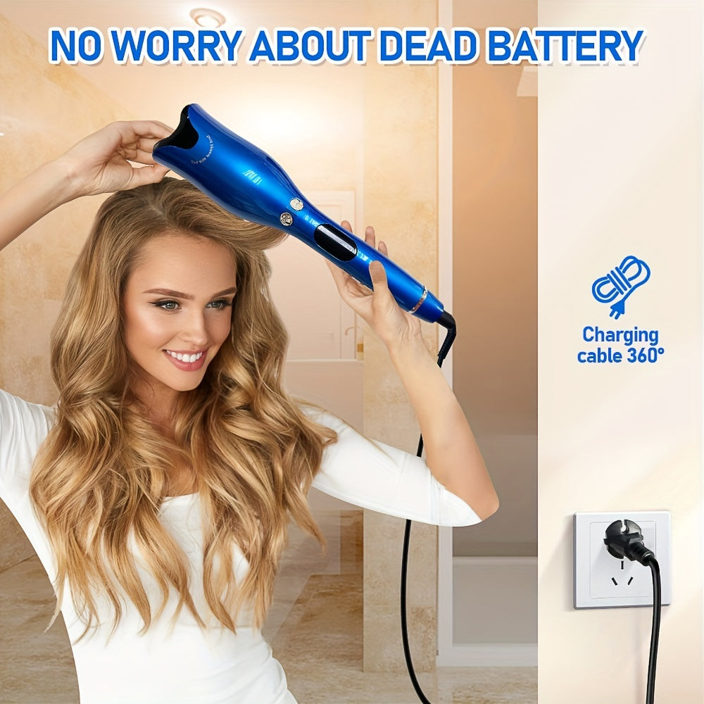 Rizador de cabello automático con varilla de cerámica que crea rizos impresionantes, temperatura ajustable, funciones de seguridad