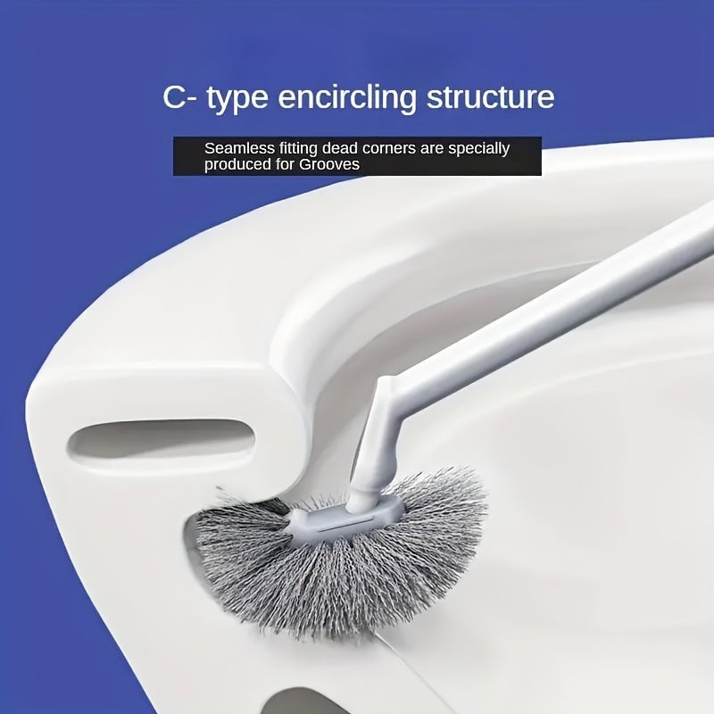 Ergonomic Long Handle Toilet Brush with C-Shaped Head Bathroom Cleaning Tool