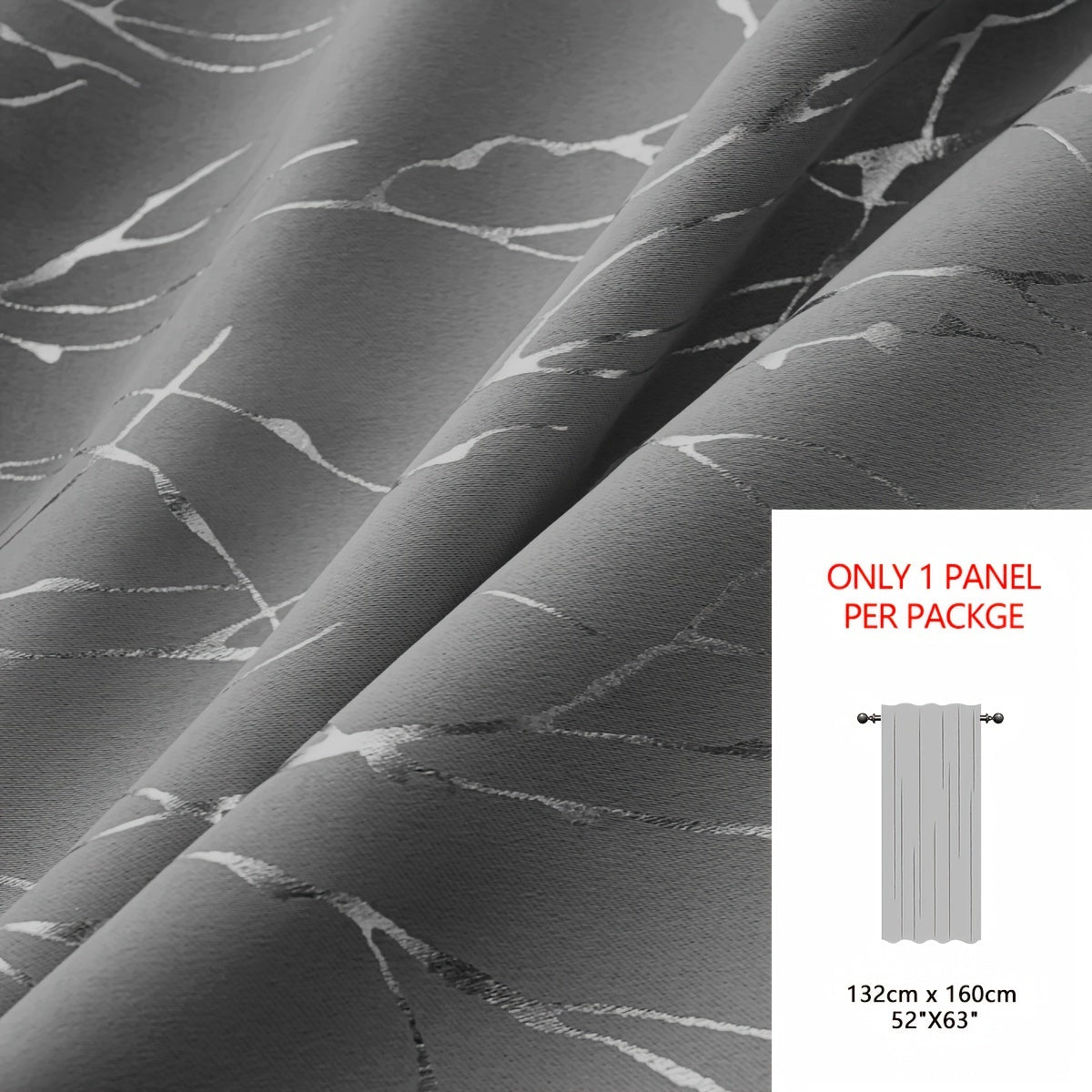 Blackout Curtain with Gold and Silver Tree Branch Pattern for Bedroom Living Room Office