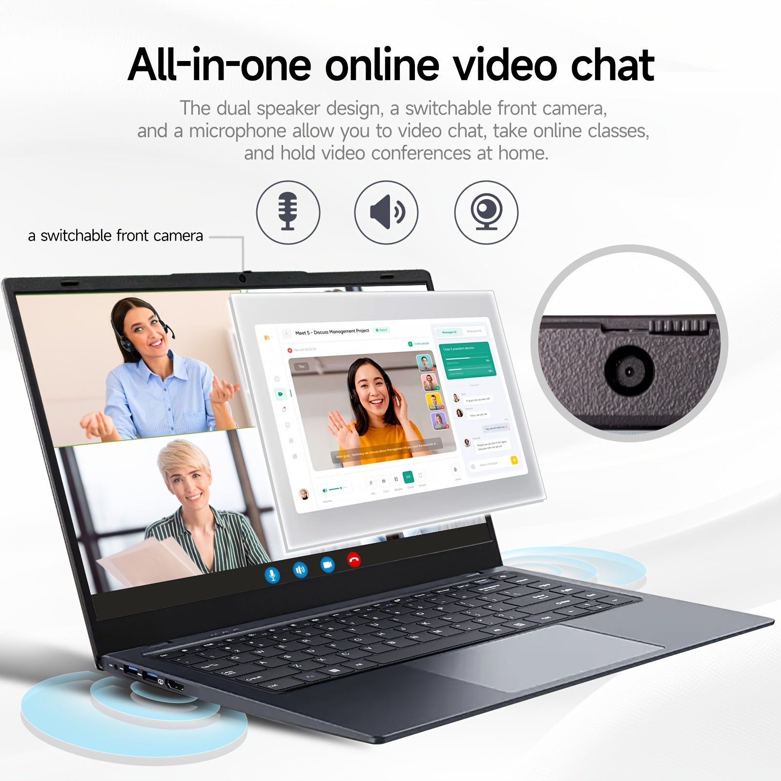 Portátil de negocios de 14 pulgadas con 8GB de RAM, 256GB SSD, pantalla FHD, Wi-Fi, USB, cámara frontal