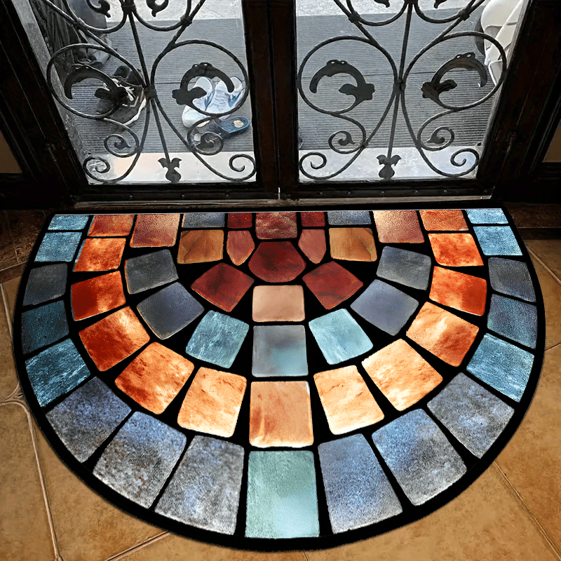 Kristal velur eshik matosi yarim doira shaklidagi gilam uy bezaklari uchun verandaga va yashash xonasiga