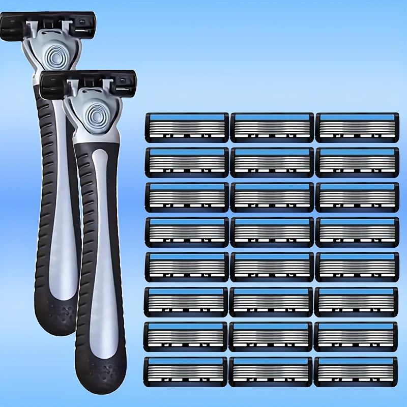 Мужской стальной двусторонний бритвенный станок для удаления волос с запасными лезвиями