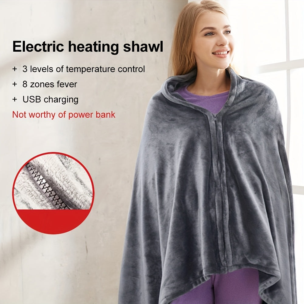 Electric Flannel Heating Blanket USB Charger 150x80cm Warm Shawl for Office Car Travel