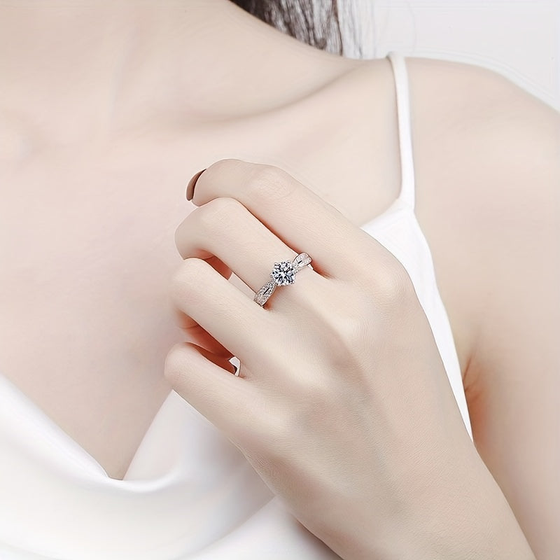 Sterling Silver 2ct Moissanite Engagement Ring Wedding Band Anniversary Gift