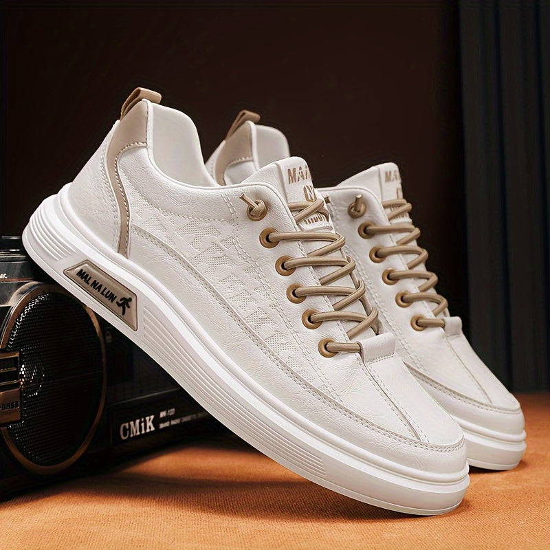 Men's White Casual Skateboard Sneakers for Sports and College Wear