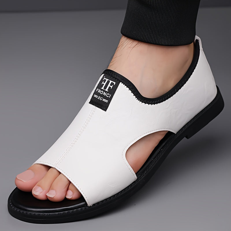 Men's PU Casual Slip-On Sandals for Spring Summer Solid Color
