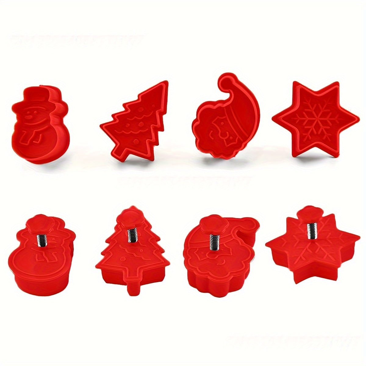 Set of 4 Christmas 3D Stainless Steel Cookie Cutters Snowman Tree Santa Snowflake Holiday Baking Tools