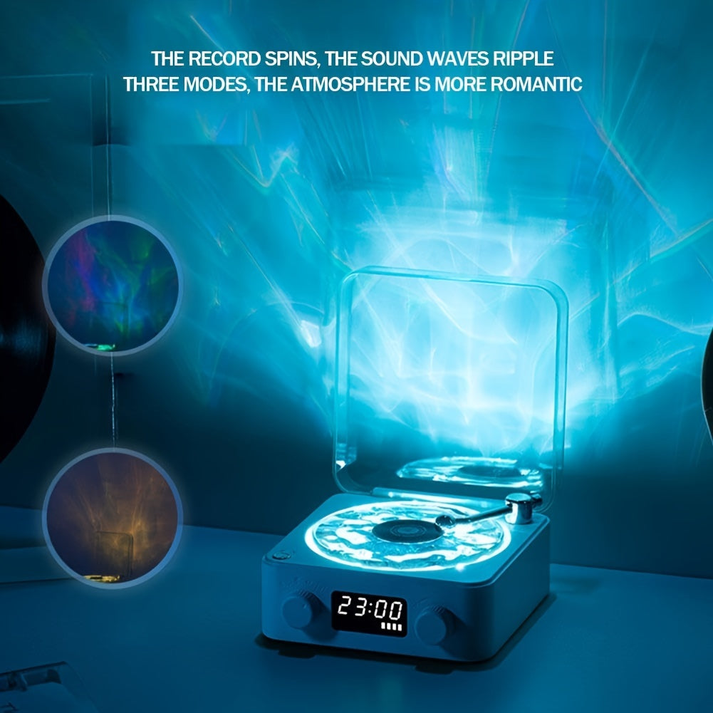 Vinyl Record Player with Wireless Speaker and Ocean Wave Lights for Music Lovers