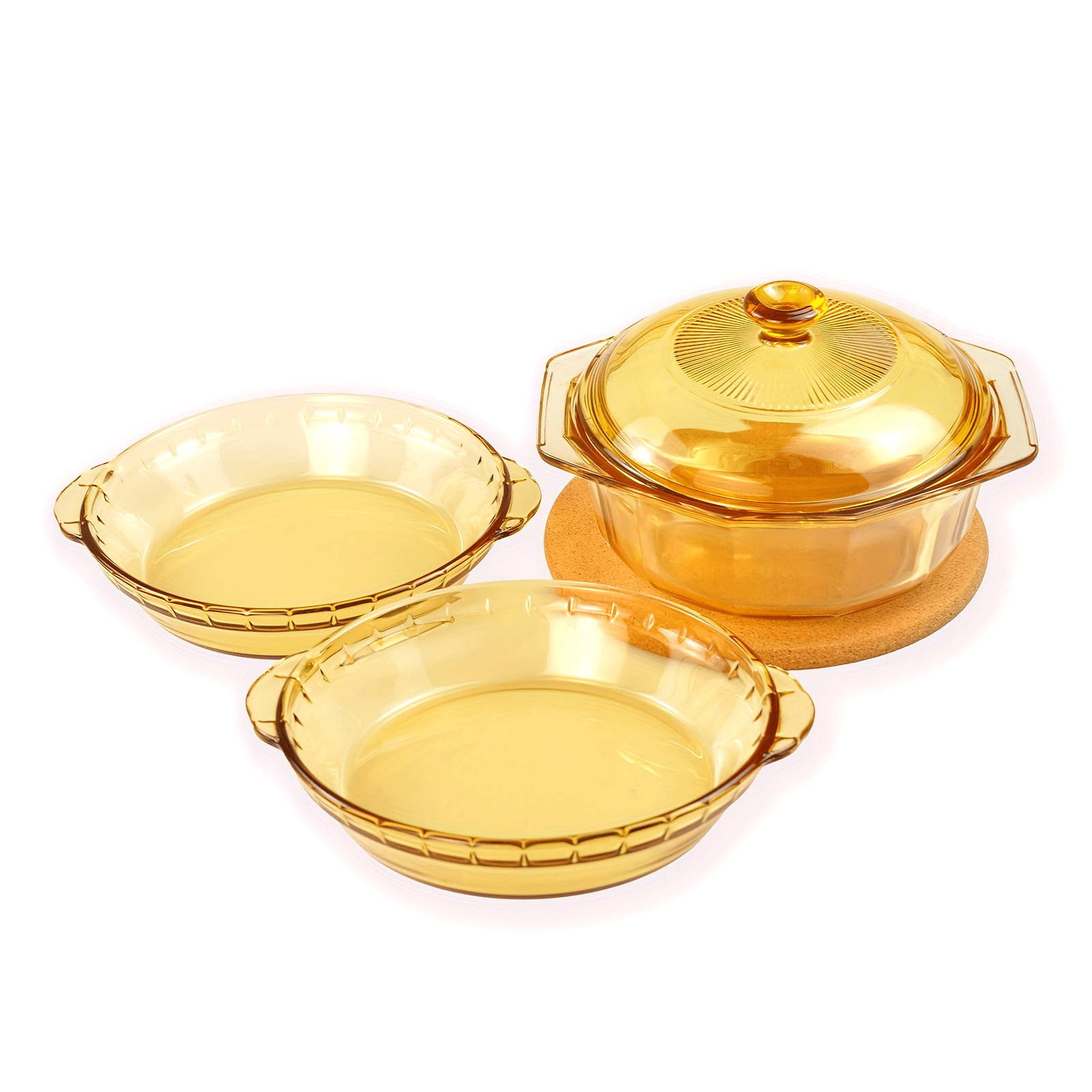 Glass Cookware Set with 4 Pieces Lids and Heat-Resistant Mats for Soups Stews and Noodles