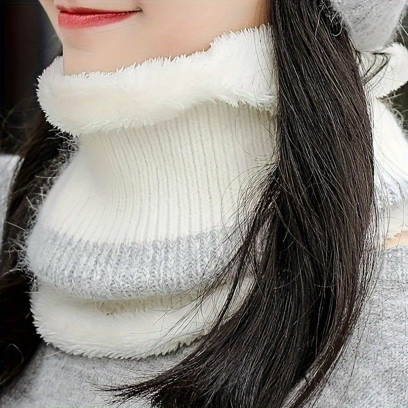 Women's Fleece-Lined Knit Beanie and Scarf Set Warm Winter Hat and Neck Warmer