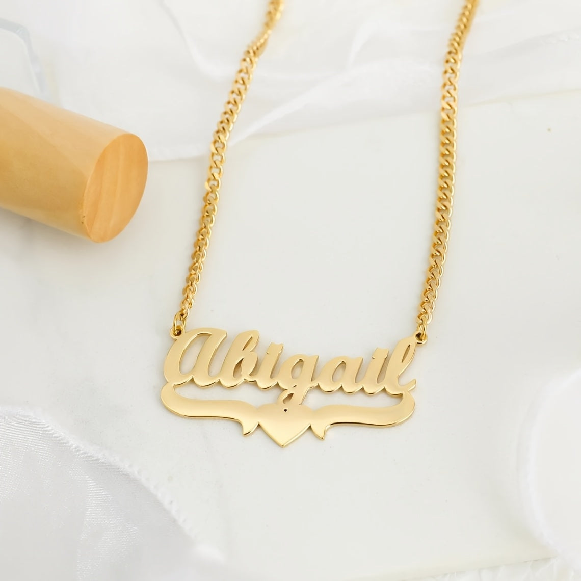 Women's Stainless Steel 4mm Cuban Link Chain Necklace with Personalized Name Pendant