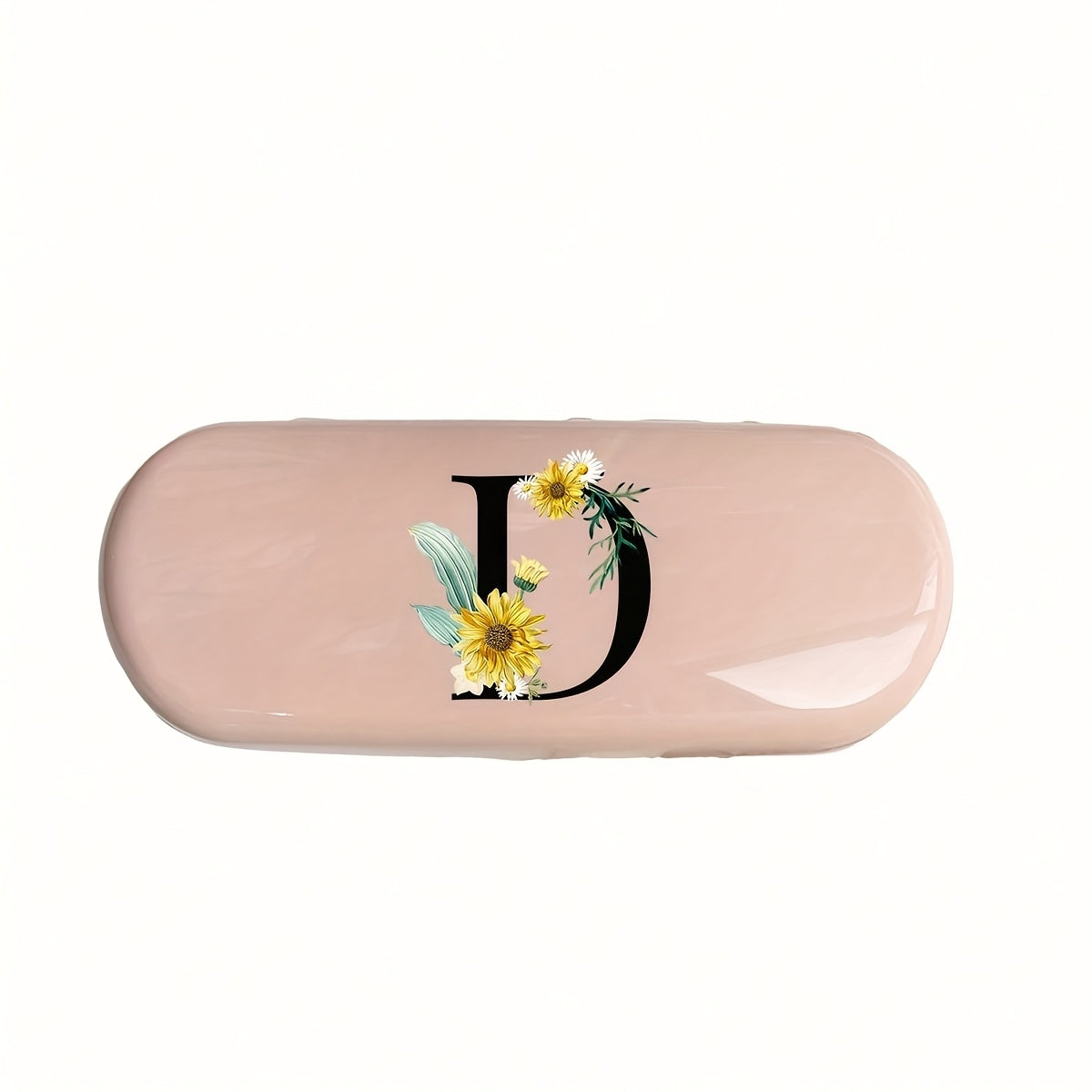 Pink Floral Monogram Glasses Case Waterproof Dustproof Compact Plastic Storage Box for Men and Women