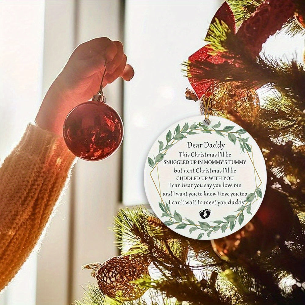 Pregnancy Announcement Hanging Tree Ornament for New Dads Acrylic Baby Bump Christmas Decoration First Christmas Gift