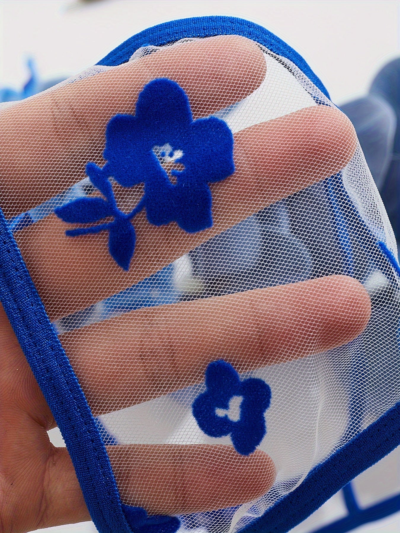 Women’s Lace Mesh Open Cup Lingerie Set with Adjustable Straps