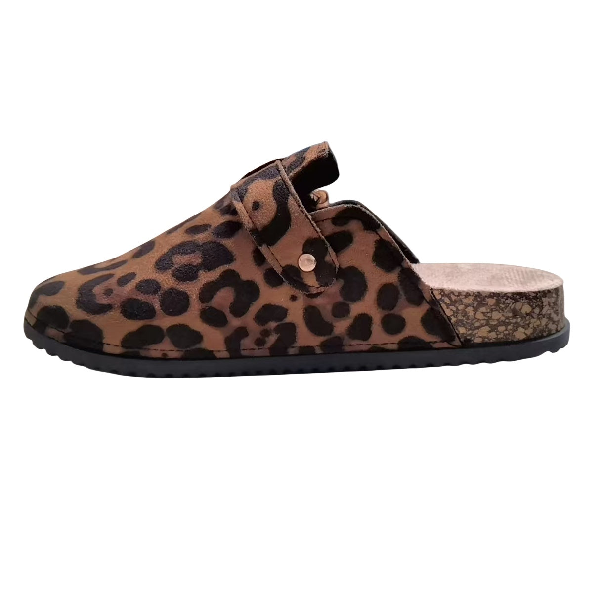 Women's Mules Leather Leopard Print Casual Shoes Outdoor Comfortable