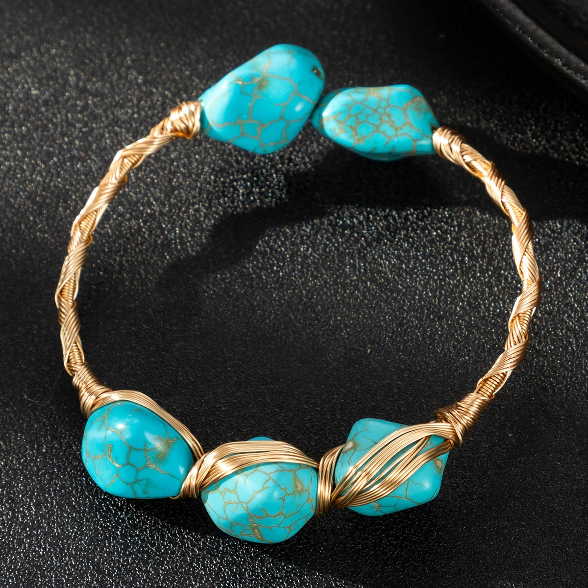 Handcrafted Copper Turquoise Bohemian Bracelet Adjustable Natural Stone Jewelry