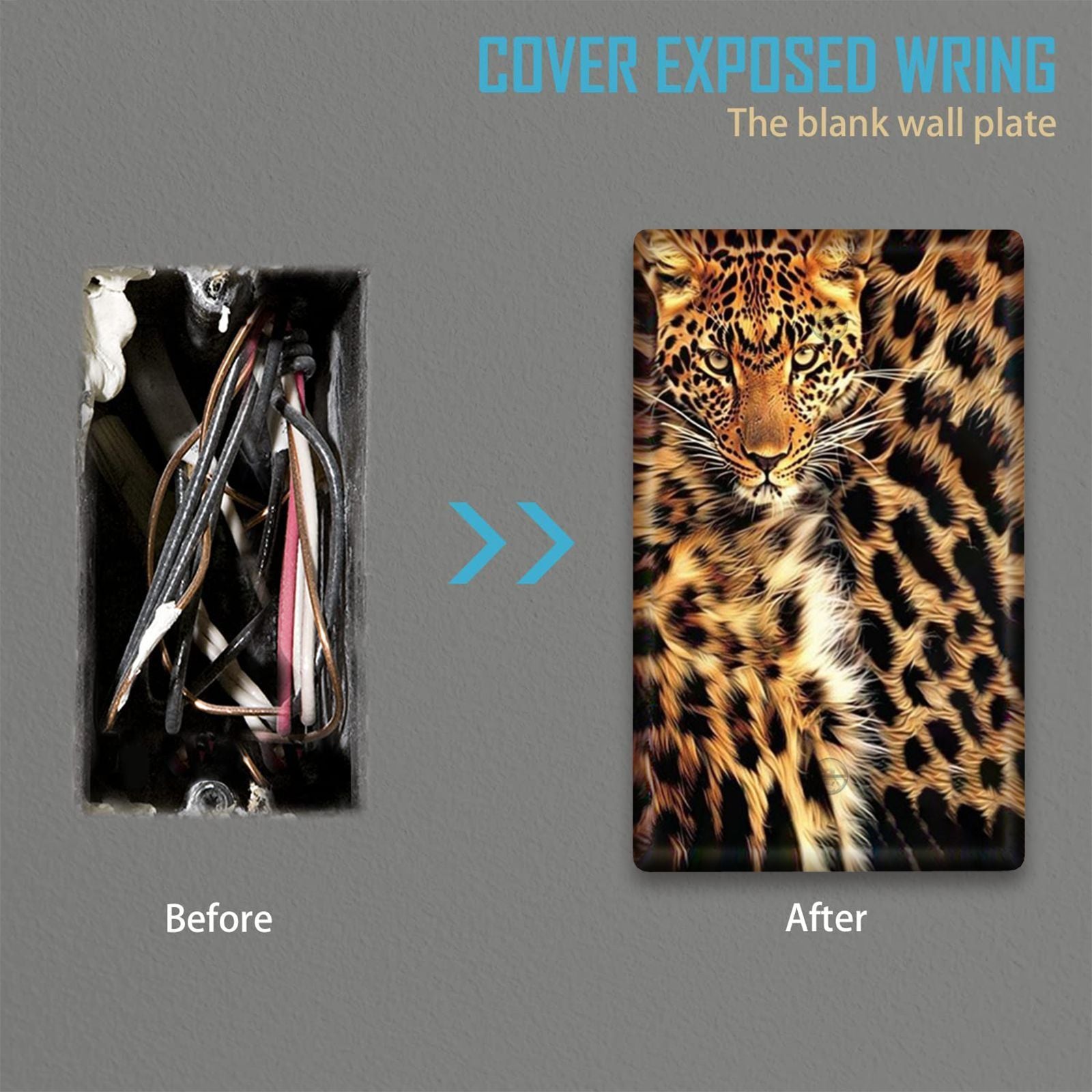 Leopard Fur Print Wall Plate Cover for Indoor and Outdoor Decor