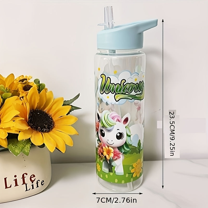 Cute Cartoon Kawaii Water Bottle PVC-Free Plastic Round Lightweight Hand Wash Climbing Sports