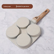 Egg Pan with Four Holes Non-Stick Flat Bottom Small Breakfast Pan for Pancakes
