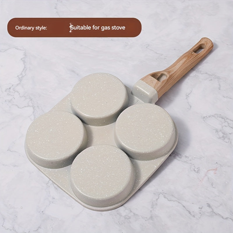 Egg Pan with Four Holes Non-Stick Flat Bottom Small Breakfast Pan for Pancakes