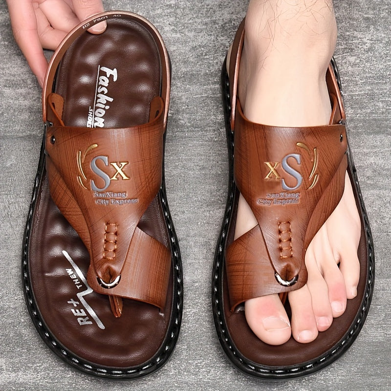 Sandalias de verano para hombre, de fácil puesta, suela de goma, parte superior de microfibra, calzado elegante para exteriores