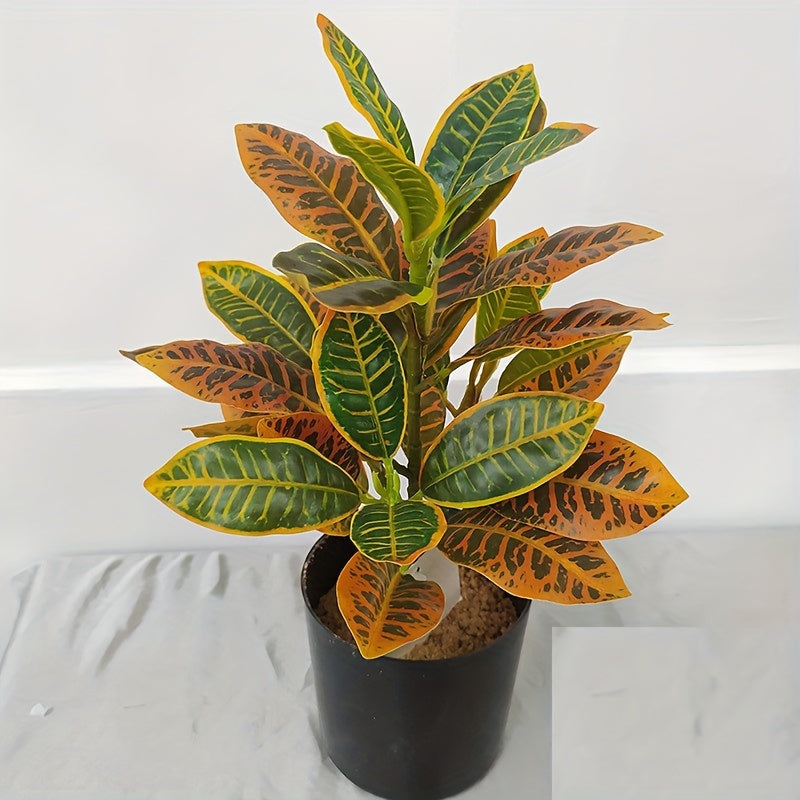 Artificial Croton Plant with Variegated Leaves for Home Decor