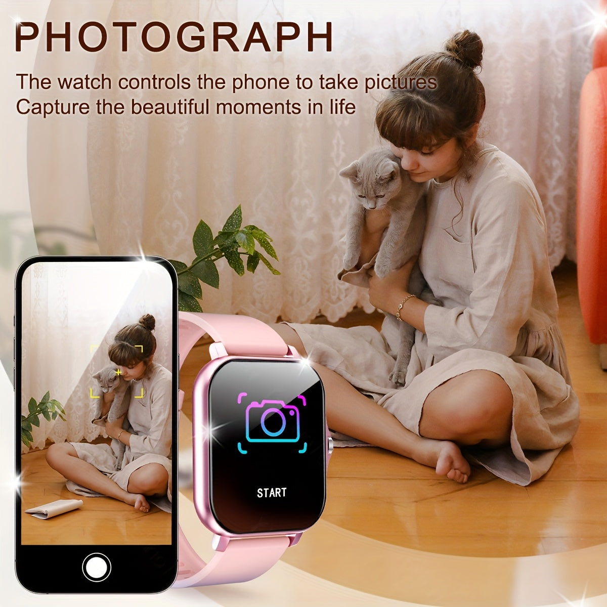 Sports Smartwatch for Men and Women 1.83-Inch HD Screen Fitness Tracker Voice Assistant