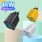 6-Port USB Wall Charger 36W QC3.0 Fast Charging European Plug for iPhone Samsung