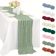 Boho Cheesecloth Table Runner Semi-Sheer Polyester for Special Occasions 1pc