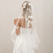 Wedding Veil with Floral Embellishments and Polyester Material for Bridal Accessories