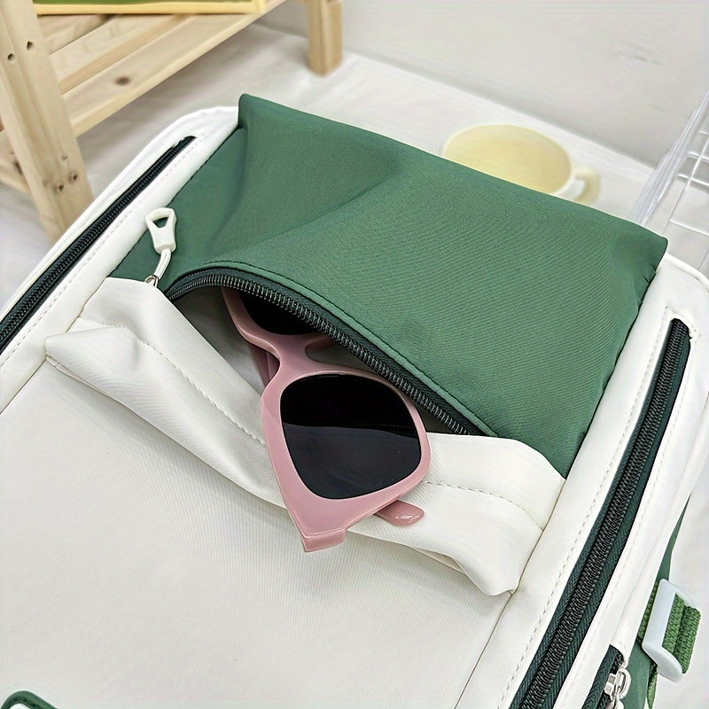 Two-Tone Water-Resistant Nylon Backpack for Students Casual Daypack with Organized Storage