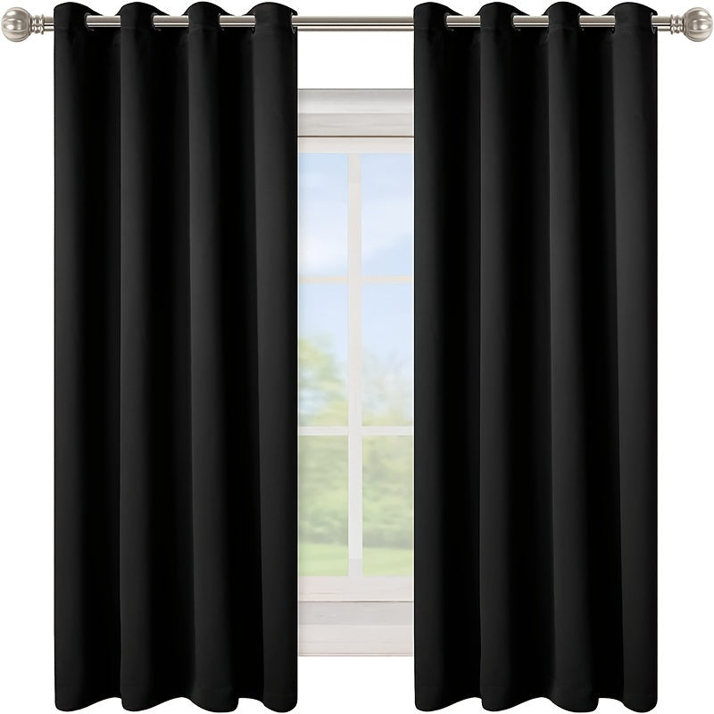 Blackout Curtain 1 Panel Solid Black Insulated Room Darkening for Bedroom Living Room