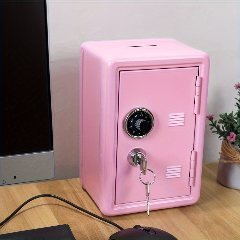 Mini Safe Bank with Combination Lock and Key for Home Storage Black 17.78cm