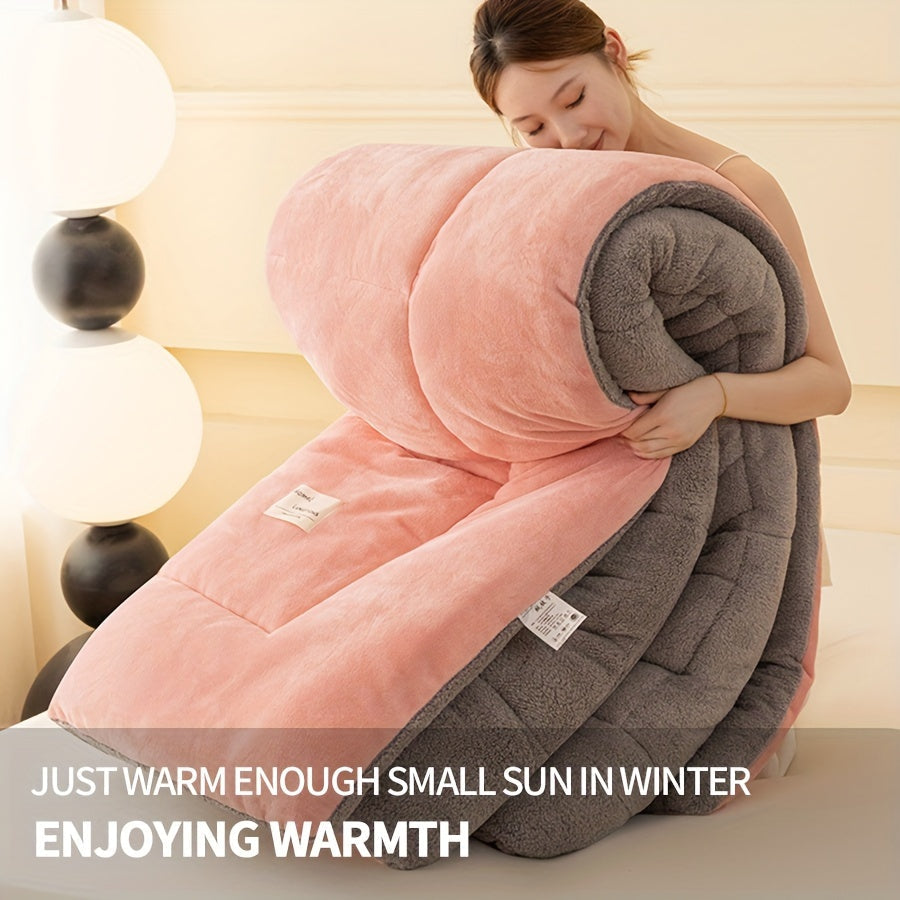 Plush Sherpa Fleece Comforter Reversible Plaid Cozy All-Season Bed Cover