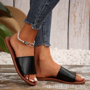 Women Flat Sandals Single Strap Black Summer Casual Flip Flops