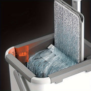 Ikkita mikroto'lqinli pad bilan moslashuvchan aylanuvchi oson tozalanadigan tekis mopu va chelak to'plami - nam va quruq foydalanish uchun mos, oshxona, hammom, yashash xonasi uchun samarali tozalash