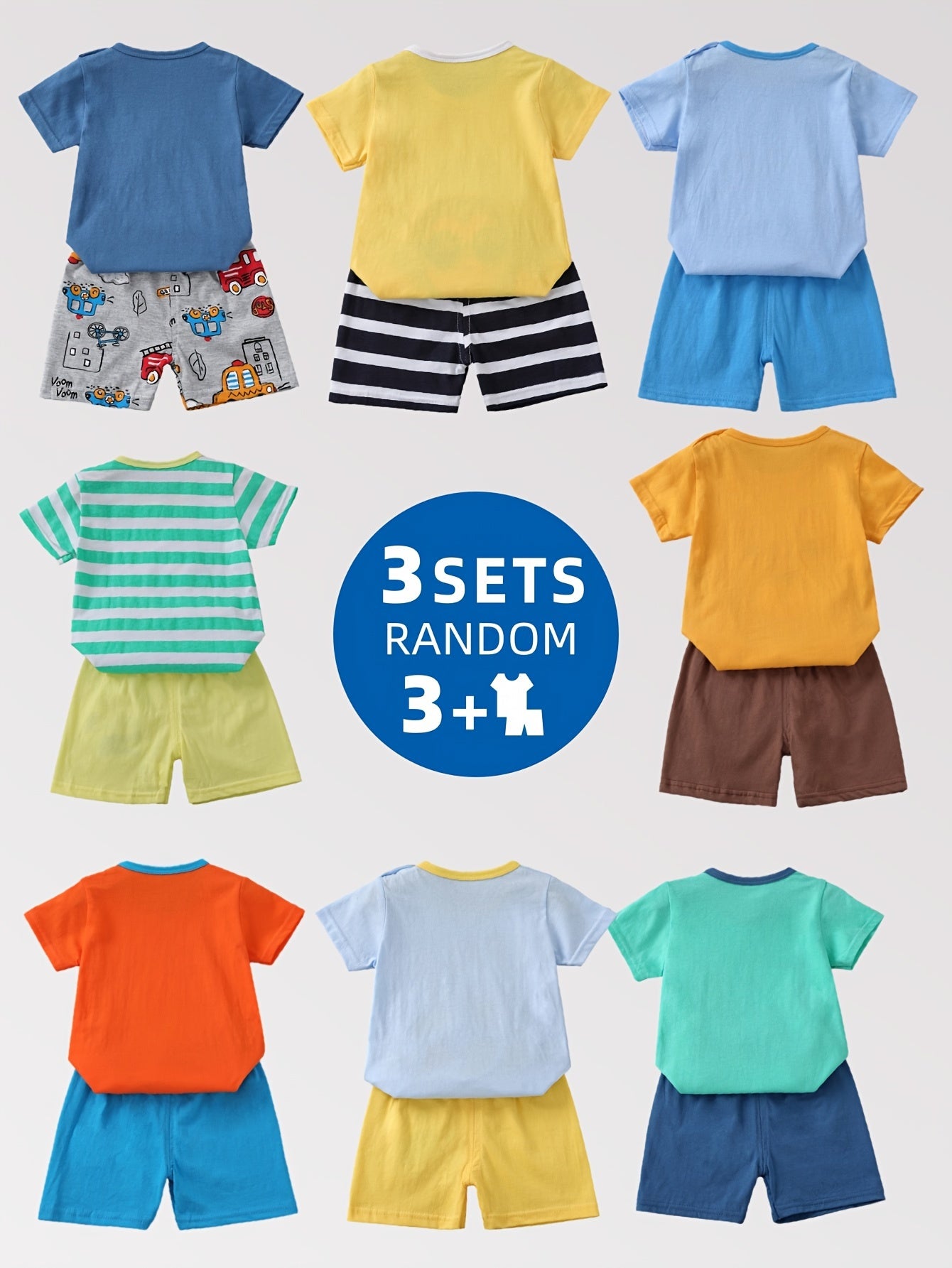 Kids' Cotton Shorts Set with Animal and Car Prints, Breathable Casual Summer Clothing