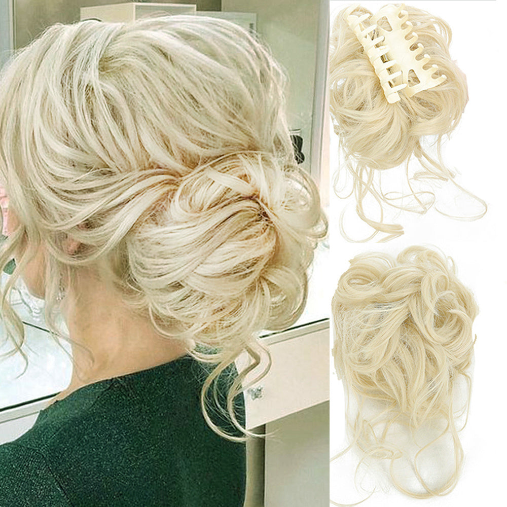 Women's Synthetic Hair Bun Claw Clip for Updos and Styling