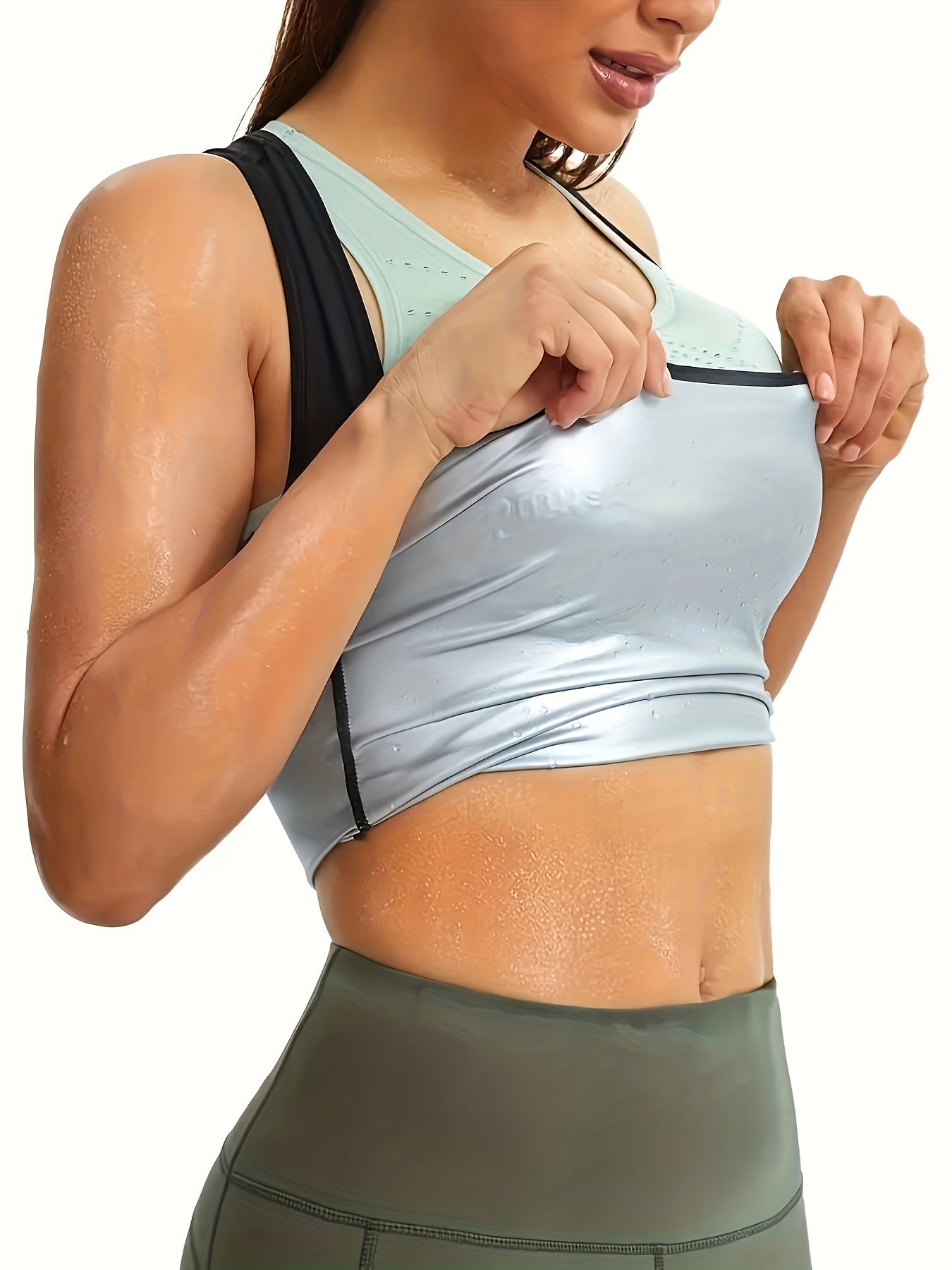 Women's Sleeveless Sports Tank Top with Sweat-Wicking Fabric and Tummy Control