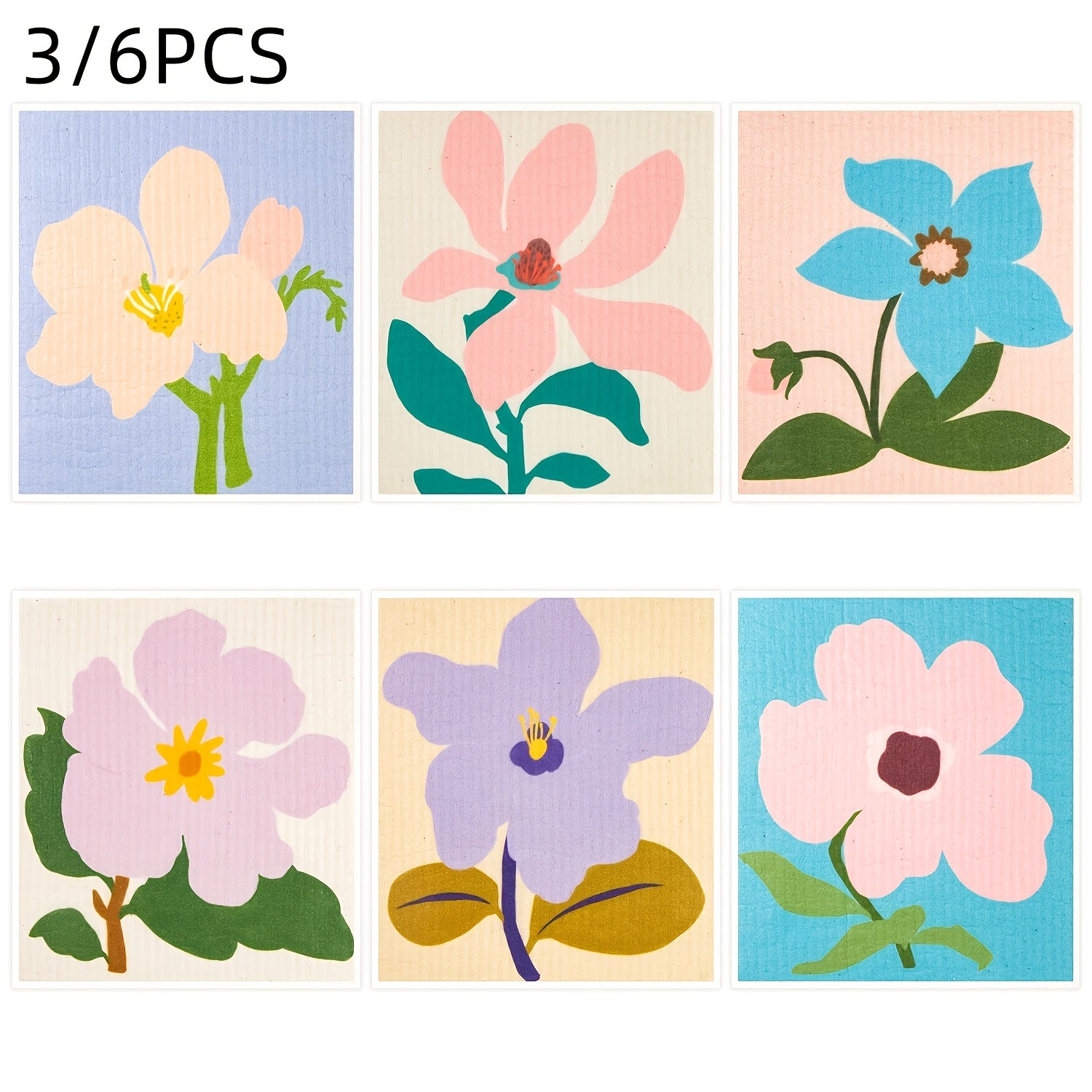 Swedish Dishcloth Set of 6 Reusable Kitchen Cleaning Cloths Decorative Hand Towels