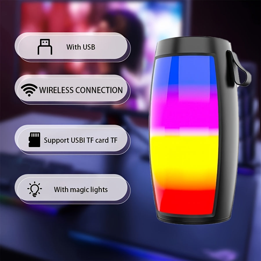 Портативная беспроводная колонка с LED-подсветкой, USB-зарядка, поддержка TF-карт для использования на улице и в автомобиле. Отличная идея для подарка.
