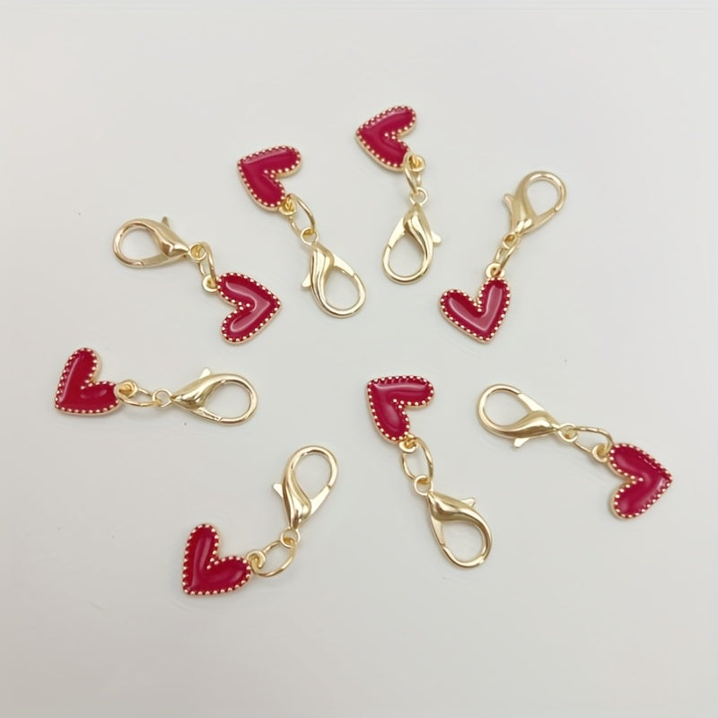 Kids Adults Heart Shoe Charms with Red Felt and Gold Accents for Sneakers