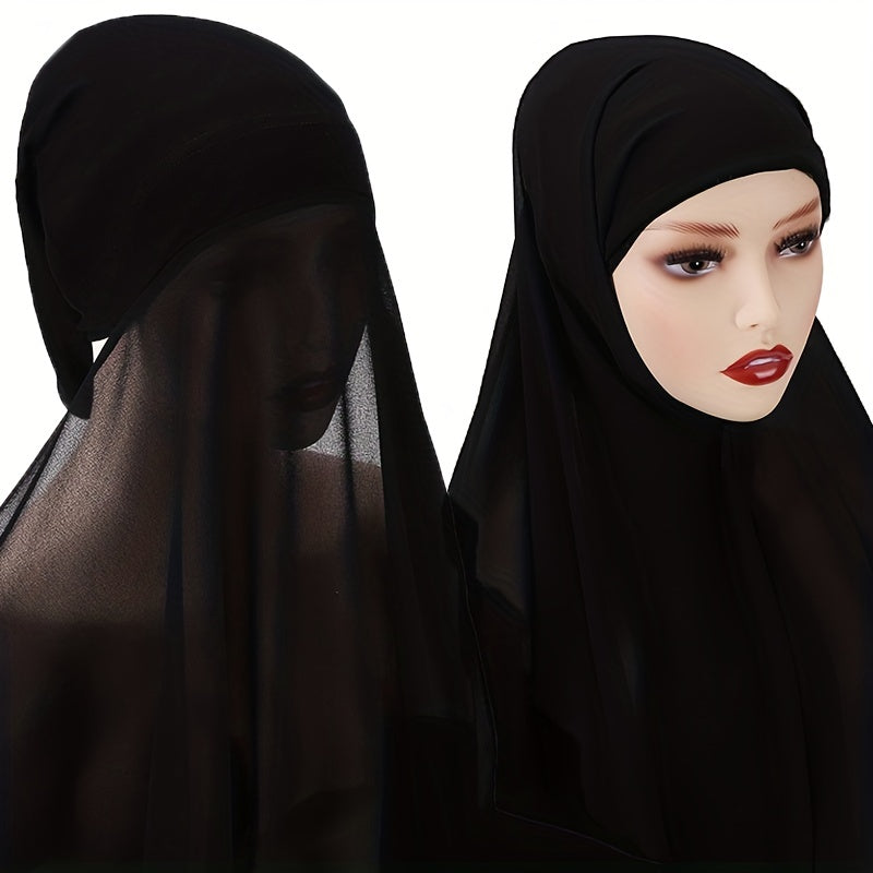 Women's Chiffon Instant Hijab Set with Tube Undercap Lightweight Head Cover