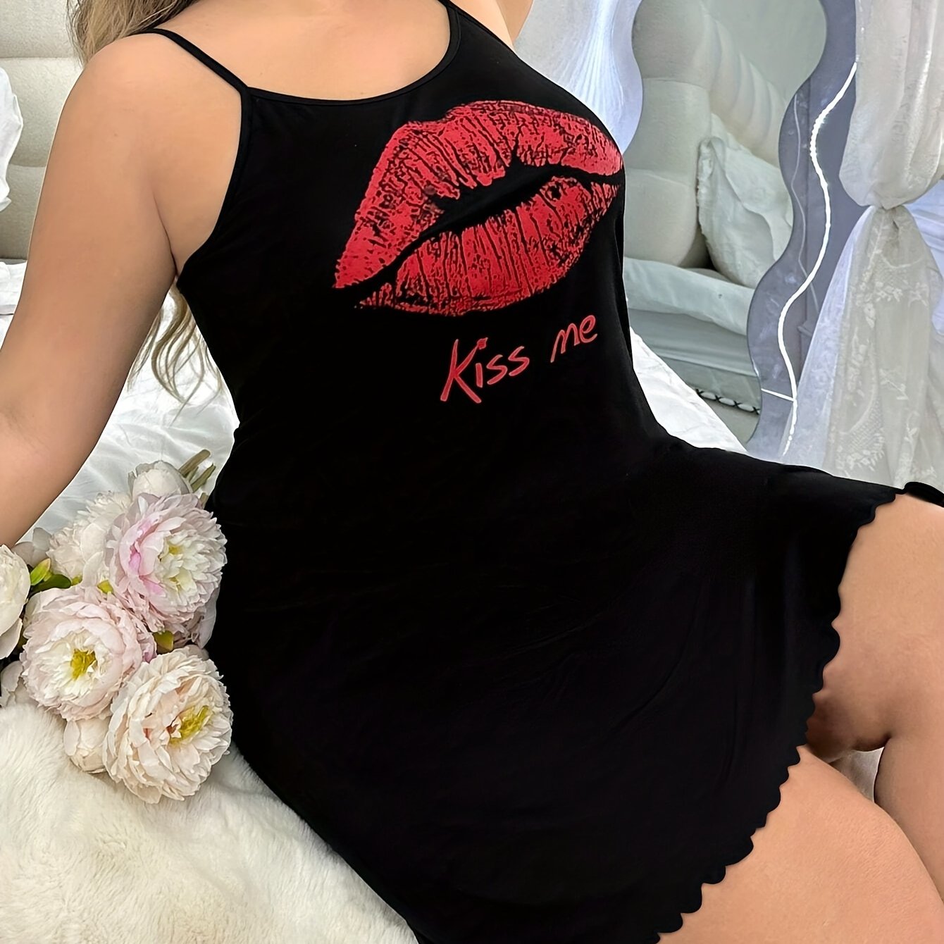 Plus-Size Cartoon Print Camisole Dress for Women Lounge or Casual Wear