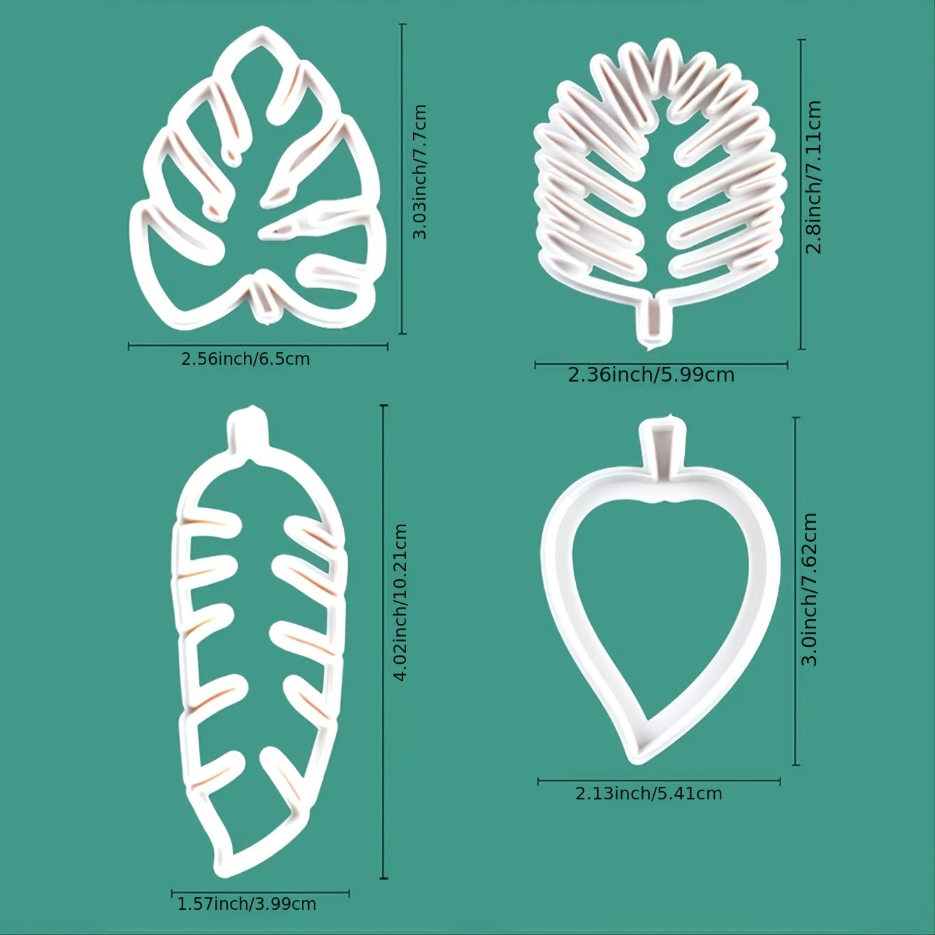 Tropical Leaf Cookie Cutter Set 4 Shapes Agave Monstera Fern Pastry Tools
