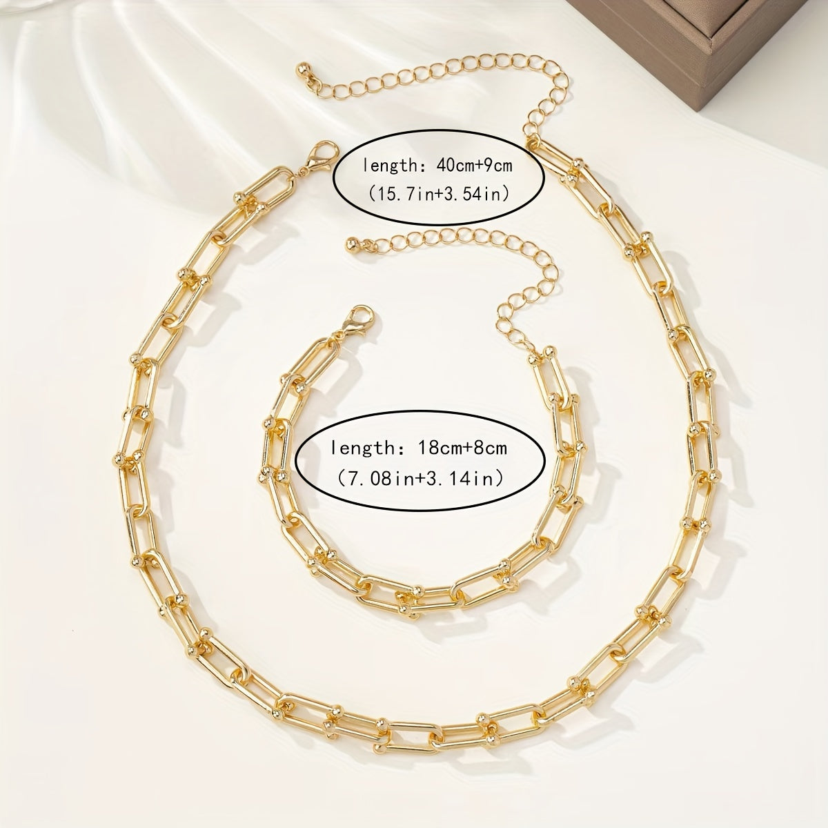 2-Piece U-Shaped Chain Necklace and Bracelet Set Zinc Alloy for Everyday or Night Out