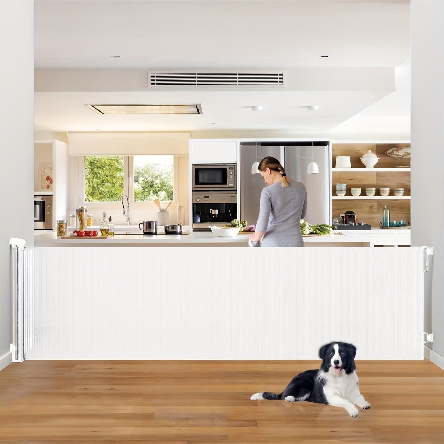 Indoor Mesh Pet Gate for Doorways Stairs Hallways PVC Plastic Safety Barrier