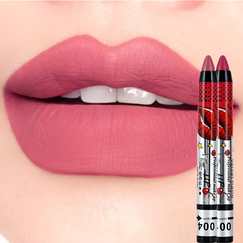 Mujer Bolígrafo de delineador de ojos y labios mate perlado 2 en 1 resistente al agua