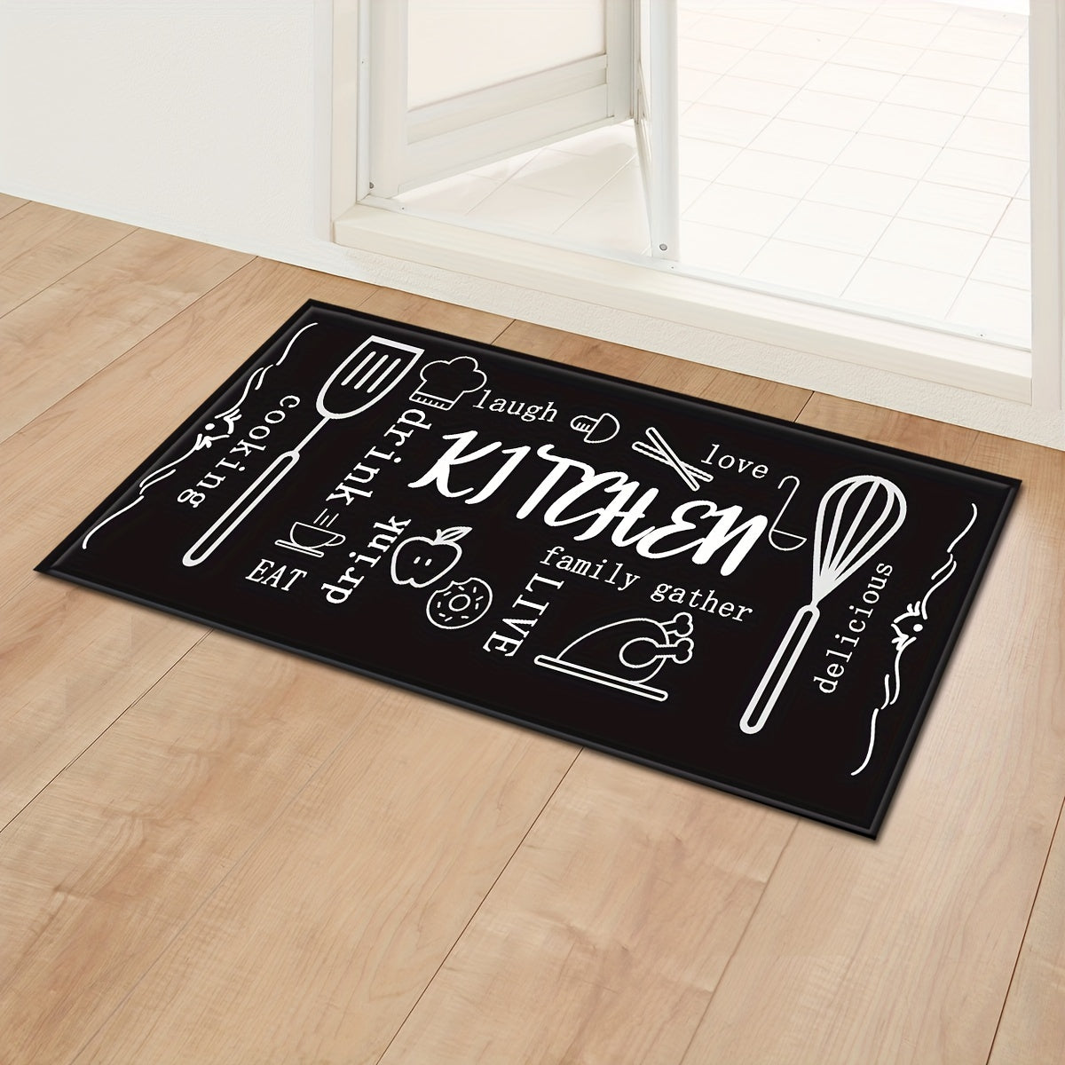 Absorbent Long Kitchen Mat Black Bottom Anti-slip Floor Mat for Bathroom Bedroom